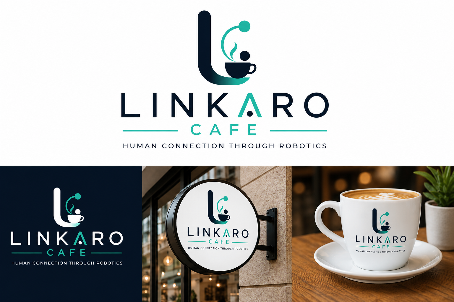Linkaro Cafe logoja ja kahvikuppi logolla